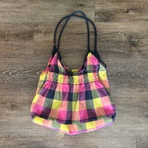Colorful Plaid Sleeveless Top